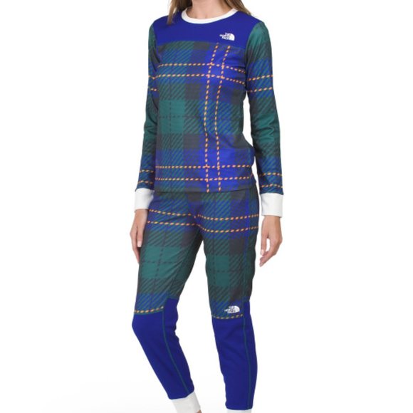 NWT The north face printed waffle base layer top and pants set 462tn - Picture 1 of 2